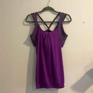 Purple Lululemon Tank with built in strappy back bra